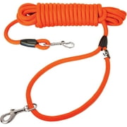 Downtown Pet Supply Heavy Duty Corded Dog Leash, Thick Comfort Woven Recall Obedience Training Orange and Black Slip Lead (50 Foot, Orange)