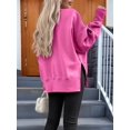 thumbnail image 3 of Women Oversized Sweatshirts Thumbhole Long Sleeve Hoodies Shirts Fall Side Slit Pullover Top Y2k Outfits Glitter Pink M, 3 of 8