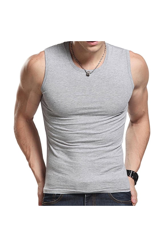 Sleeveless Round Neck Vest Fit Fitness Tank Undershirt