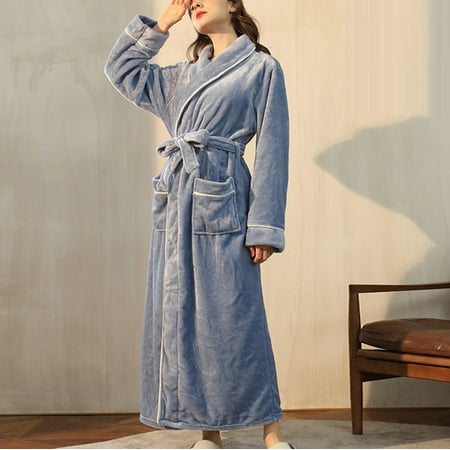 

Funicet Holiday Savings! Plus Size Bathrobe For Women Women s Warm Fleece Winter Robe with Belt Shawl Collar Long Plush Hooded Bathrobe