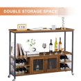 thumbnail image 6 of Rustic Kitchen Island Cart, Modern Wine Bar Cabinet Narrow Console Table with Open Top Shelf and Storage Compartment, Entryway Sideboard with Metal Legs for Living Room or Kitchen, Brown, 6 of 7