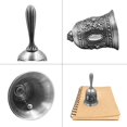 thumbnail image 4 of Campana de mano, Campana de cena de metal Campanas de boda decorativas Campana de servicio Campana de llamada Campana de Navidad,Plata, 4 of 5