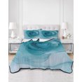 thumbnail image 3 of Marble Teal Blue King Size Down Alternative Comforter,Lightweight Comforter Quilt Bedding Set with Pillow Shams Modern Rose Floral Ink Art Silver Lines All Seasons Bed Comforter Duvet Insert 96"x106", 3 of 7