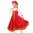 thumbnail image 5 of Odeerbi Toddler Girls Oktoberfest Stage Performance Dress Two Pieces Skirt Set Children's Russian Ukrainian Parent Child Sports Games Dress Up Skirt Set Red, 5 of 6