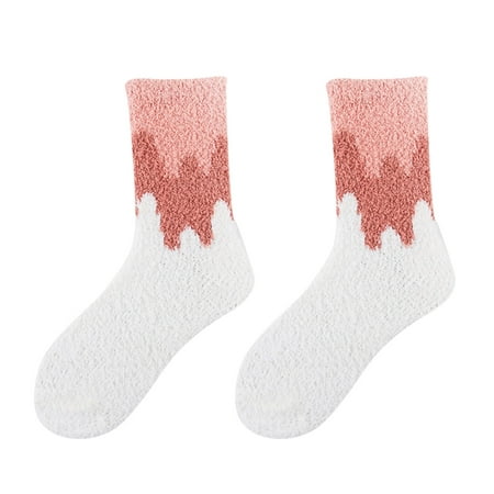 

Stockings For Girls Fuzzy Slipper Winter Fluffy Cabin Warm Soft Coral Fleece Comfy Wave Print Mid Home Womens Stockings