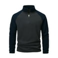 thumbnail image 2 of BXJX Men's Quarter Zip Sweatshirt- Fall Arm Pocket Casual Stand Collar Pullover Sweatshirt Navy Size 3XL, 2 of 9
