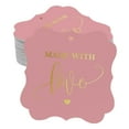 thumbnail image 1 of Inkdotpot Pack Of 100 Real Gold Foil Bracket Shape Paper Tags Made With Love Wedding Favor Hang Tags, 1 of 7