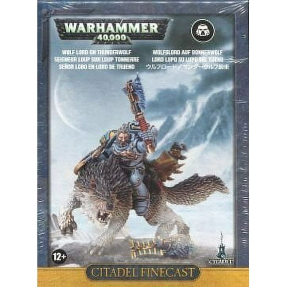 Warhammer 40,000 Space Wolves Wolf Lord on Thunderwolf Miniature
