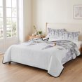 thumbnail image 2 of Queen Quilt Set 90''x96'', Purple Spring Floral Lightweight Bedspread Coverlet Set with 2 Pillow Shams, Summer Botanical Weeping Vintage Breathable All Season Quilt Bedding for Bedroom/Guest Room, 2 of 9