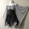 thumbnail image 2 of Huowey Women Halloween Witch Vampire Off Shoulder Gothic Dresses Elegant Cosplay Party Gown Irregular Hem Batwing Sleeve Trendy Trick Or Treat Dress,Grey,M, 2 of 5
