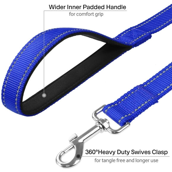 4FT Reflective Dog Leash with Soft Padded Handle for Training,Walking Lead for Medium & Small Dogs,3/4 Inch Wide,Blue