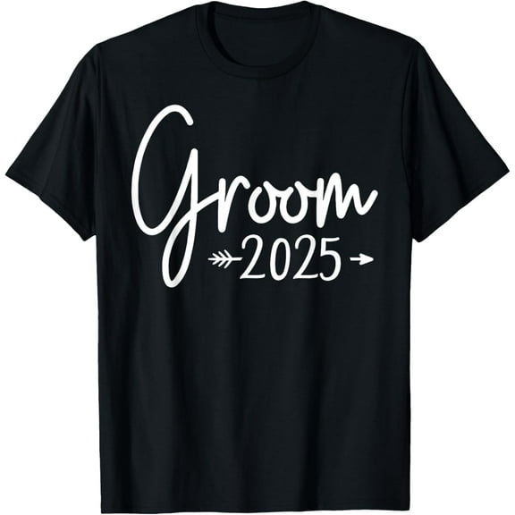 Groom Est 2025 Married Wedding Engagement Getting Ready T-ShirtMen and women, Black T-shirt, size: Extra large