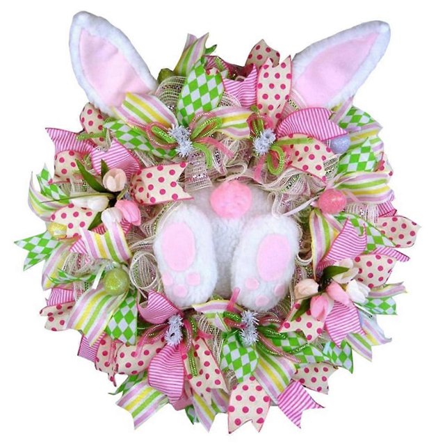 Easter Wreaths for Front Door, Rabbit Wreaths with , Spring Easter Wreaths Rabbit Garland Easter Decor