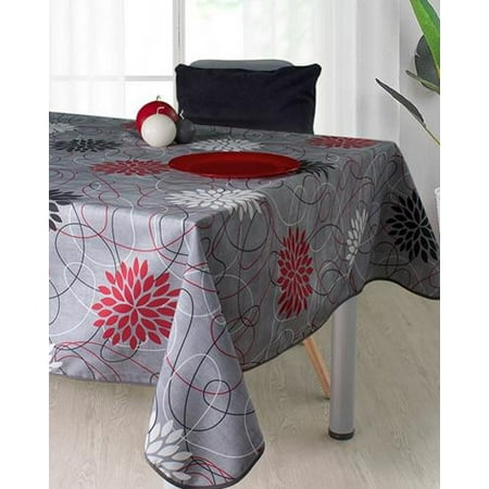 

Red Dalia 100% Polyester Stain Resistant Tablecloth 118 x 59 inch