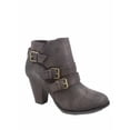 thumbnail image 1 of Women's Round Toe Faux Leather Strappy Buckles High Heel Ankle Booties, 1 of 2