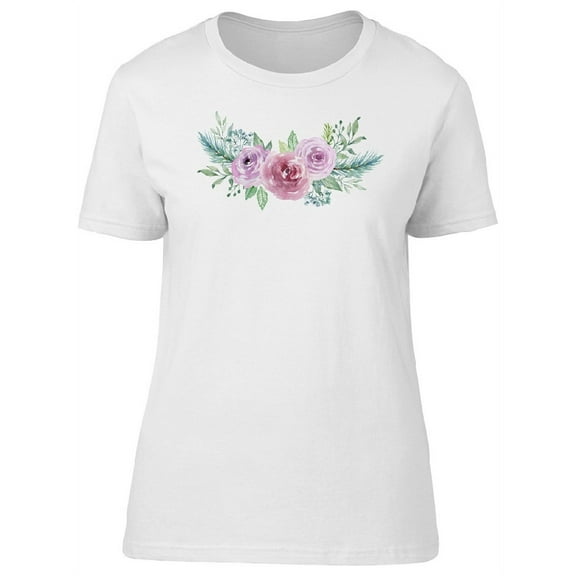 Three Cute Purple Flowers T-Shirt Women -Image by Shutterstock, Female Large