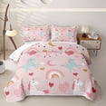 thumbnail image 2 of Erosebridal Pink Unicorn Rainbow Quilt King,Heart Moon Pony King Coverlet Set For Girls,3pcs, 2 of 7
