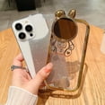 thumbnail image 3 of Astronaut Hidden Stand Phone Case for iPhone 13 Pro,Cute Astronaut Lens Camera Protector Kickstand Luxury Glitter Bling 6D Electroplated Clear Soft TPU Protector for Men Women Purple, 3 of 15