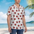 thumbnail image 3 of Balery Red Ladybugs On Black Dotted Camisas hawaianas de manga corta para hombre, camisas playeras de corte holgado, camisas de vacaciones con botones,Small, 3 of 7