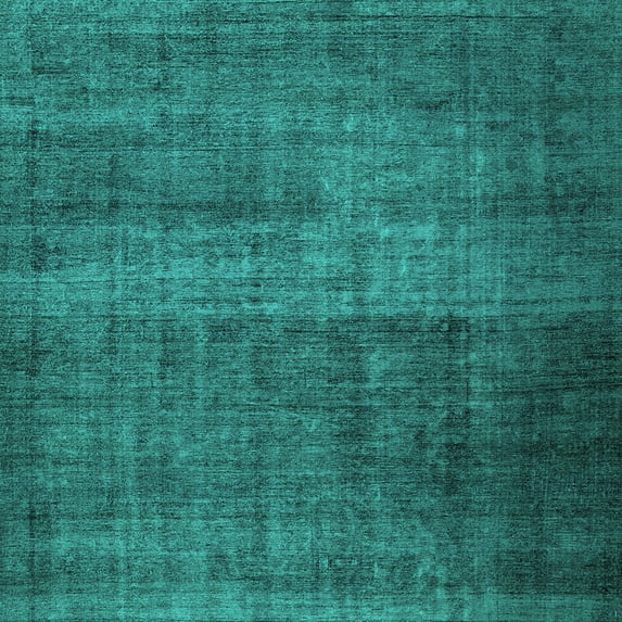 Ahgly Company Machine Washable Indoor Square Abstract Turquoise Blue Contemporary Area Rugs, 6' Square