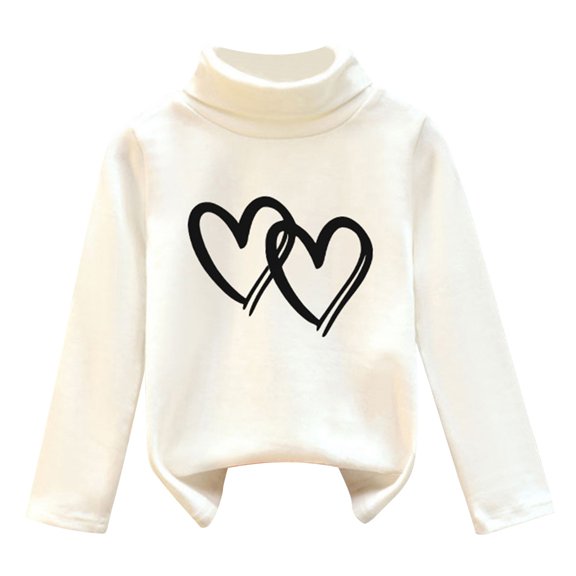 CUZIBR Kids T Shirts High Collar Long Sleeve Cartoon And Velvet For Warmth Soft Tops Unisex Cute Dailywear For Toddler