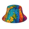 thumbnail image 3 of Daiia Vibrant Parrot Splash Art Pattern Bucket Hat - Trendy Cotton Sun Hat for Beach, Golf, Fishing - Fun Outdoor Vacation Boonie for Men and Women, 3 of 9