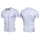 thumbnail image 3 of Camisa De Manga Corta Con Cremallera Oblicua Para Hombre, Camisa Con Cuello Levantado Sólido A La Moda (Blanco L)-200676.02 Tmvgtek Caballero, 3 of 7