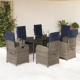 thumbnail image 1 of vidaXL 7 Piece Patio Dining Set with Cushions Gray Poly Rattan, 1 of 6