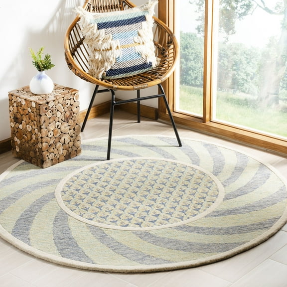 SAFAVIEH Novelty NOV108D Handmade Ivory Blue / Gold Rug