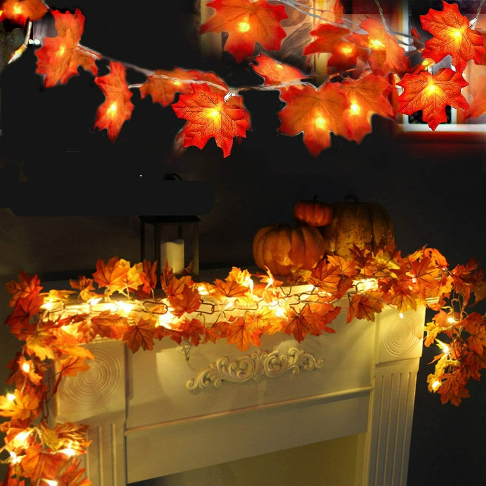 2 Pack Thanksgiving Decorations Lighted Fall Garland,Thankgiving Decor
