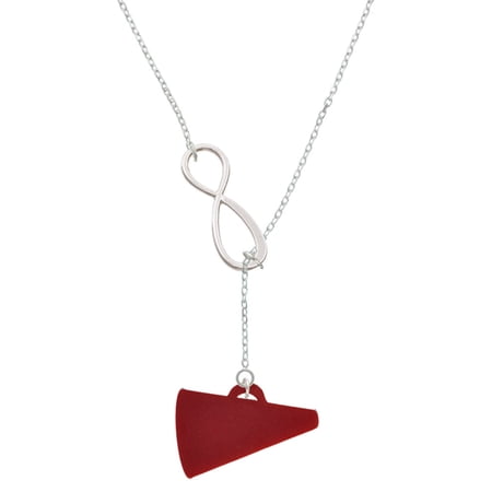 Delight Jewelry Acrylic 1.25" Maroon Megaphone Silver tone Elegant Infinity Lariat Necklace