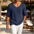 thumbnail image 5 of HAOTAGS Men’s V-Neck Long Sleeve Knit Sweater Casual Loose Fit Lightweight Ribbed Pullover Tops Navy Size 3XL, 5 of 9