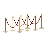 Loyalheartdy 4Pcs/8Pcs Crowd Control Stanchion, 39.4"H Gold Stainless Steel Barriers Sentry Queue Post Pole w/5Ft Red Velvet Rope