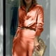 thumbnail image 4 of Monos para Mujer Elegante Manga Larga Sexy Cuello en V Casual Pantalones Largos y Anchos (Naranja), 4 of 6