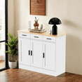 thumbnail image 7 of DIYART 43.3" W Buffet Cabinet, Coffee Bar Cabinet with 3 Drawers & 3 Doors, Kitchen Buffet Sideboard for Living Room, Kitchen, White, 7 of 7