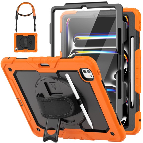 Funda HXCASEAC para iPad Pro 13 2024 con soporte para lápices, color naranja