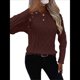 thumbnail image 2 of Suéteres de Invierno para Mujer, Suéter de Punto Moderno con Detalle de Botones y Mangas Raglán, Suéter de Moda. Café L, 2 of 8