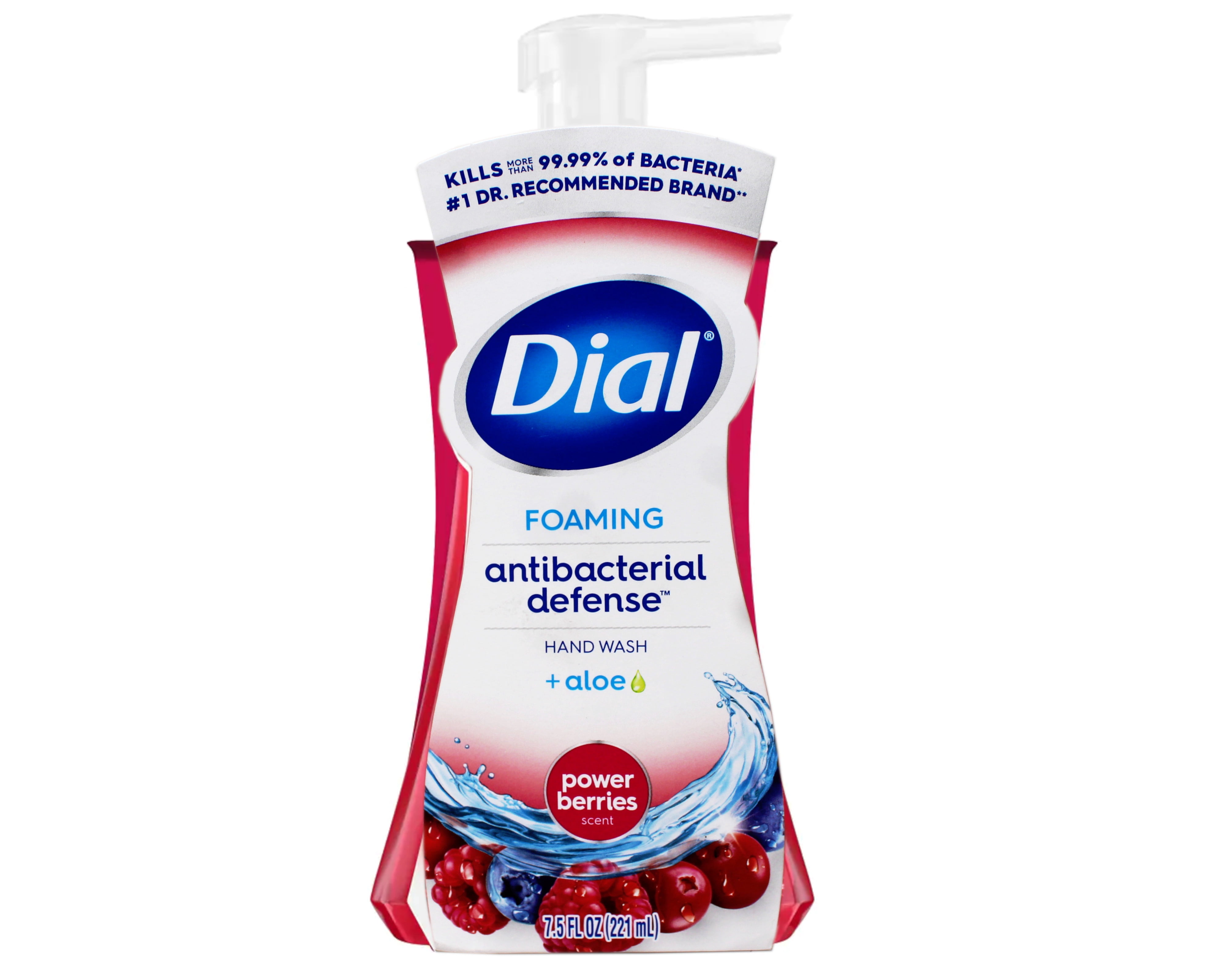 New Dial Antibacterial Foaming Hand Wash, Power Berries, 7.5 oz Pump Bottle, 8/Carton