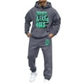 thumbnail image 2 of Sweatsuits for Men Set 2 Piece Casual Letter Print Relaxed Fit Hoodie Sweatshirt and Joggers Sweatpants Sets Fall Winter Long Sleeve Sport Suit with Pocket, 2 of 4