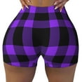 thumbnail image 2 of Picia Purple Buffalo Plaid Printed Workout Shorts for Women Seamless Scrunch Butt Lifting High Waisted Yoga Gym Booty Running Moisture-wicking Short Pants-Large, 2 of 9