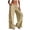 Khaki, variant on Oksale Low Rise Pants for Women with Pockets Pull On Lightweight Casual Cotton Pants 2026 Loose Wide Leg Summer Pants Khaki S