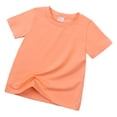 thumbnail image 2 of Povozer Girls' Tees Short Sleeve Cotton 18 Months-9 Years 2025 Girls Summer T Shirts Kids Casual Crewneck Short Sleeve Loose Basic Tee Tops for 6-7 Years,Watermelon Red, 2 of 4