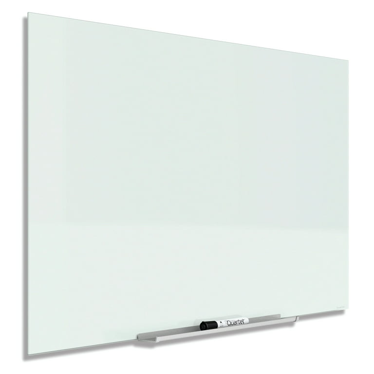 74 x 42 InvisaMount Magnetic Glass Dry-Erase Board Black Surface Frameless Quartet