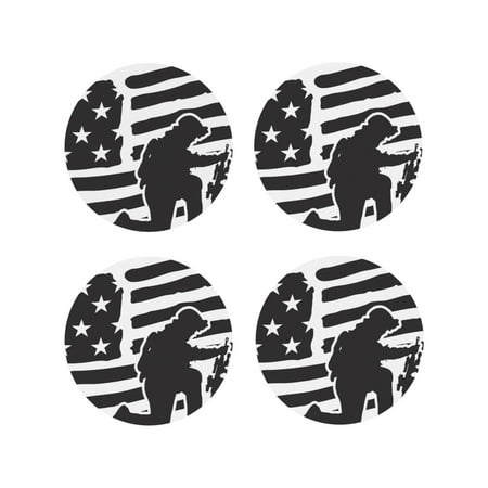 

Lukts Memorial Day1 Print Leather Drinks Coasters Set of 4 Suitable or Drinks Furniture Protection and Easy Clean up-Round Shape