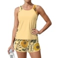 thumbnail image 4 of JULMCOMO Tankini Swimsuits for Women Sunflower Print Crew Neck Drawstring Sporty Bathing Suits Summer Vacation Two Piece Swimsuit Yellow L, 4 of 6