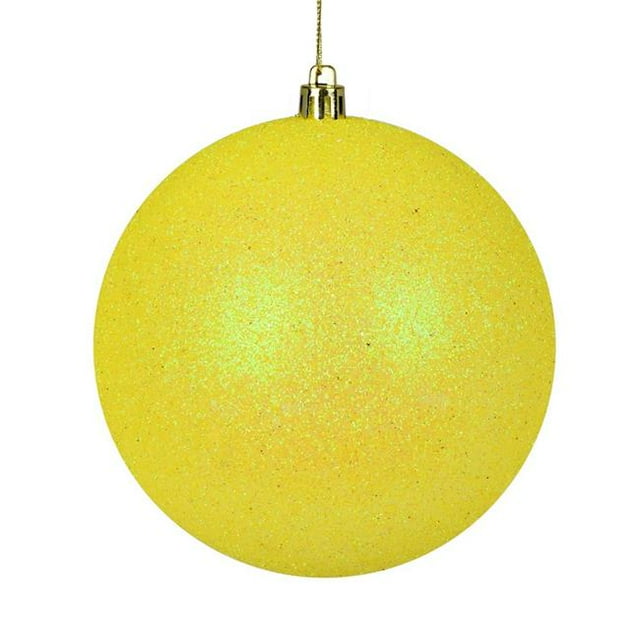 Vickerman N592078DG Ornement Boule de 8 Po en Finition Pailletée Jaune avec Bouchon Percé