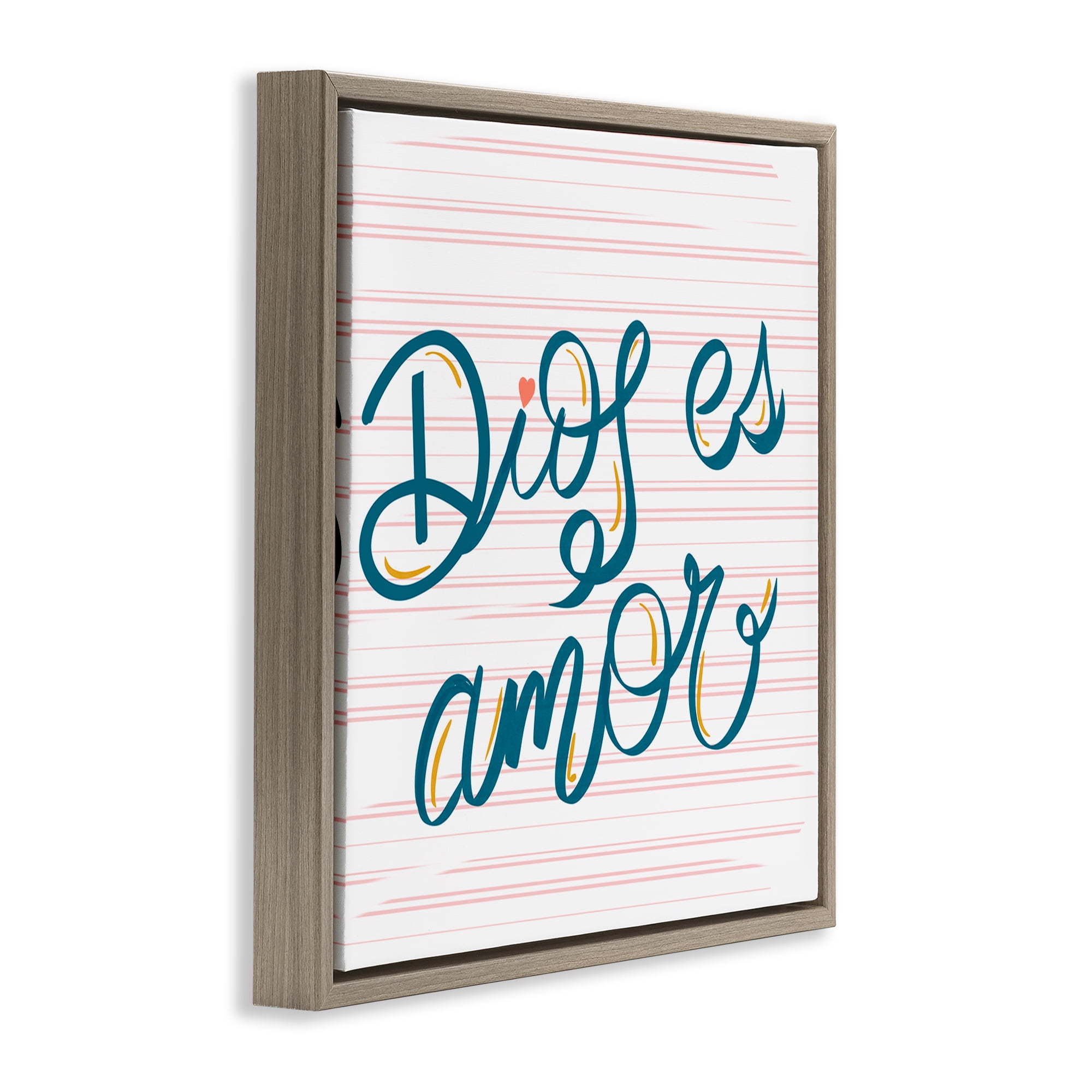Stupell Industries Dios es Amor Inspirador Religious Quotes and Sayings Painting Brown Floater Framed Art Print Wall Art, 18 x 18