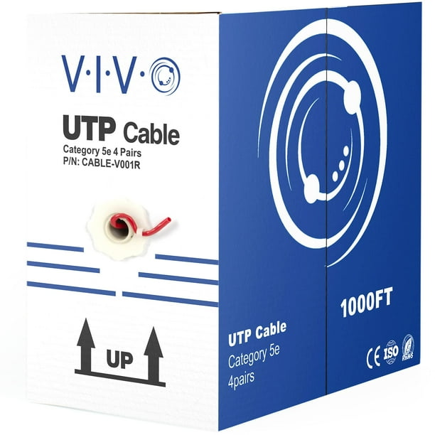 Cable Ethernet VIVO CCA Cat5e 24 AWG 305 m UTP rojo