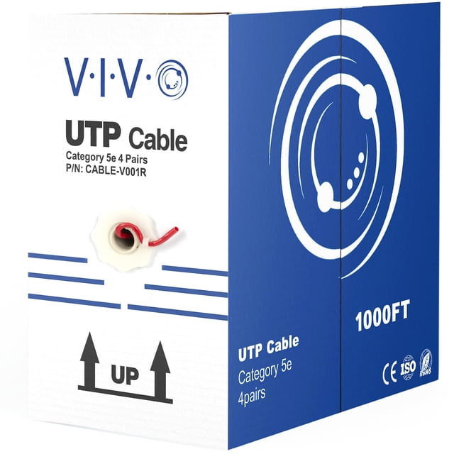 Cable Ethernet VIVO CCA Cat5e 24 AWG 305 m UTP rojo