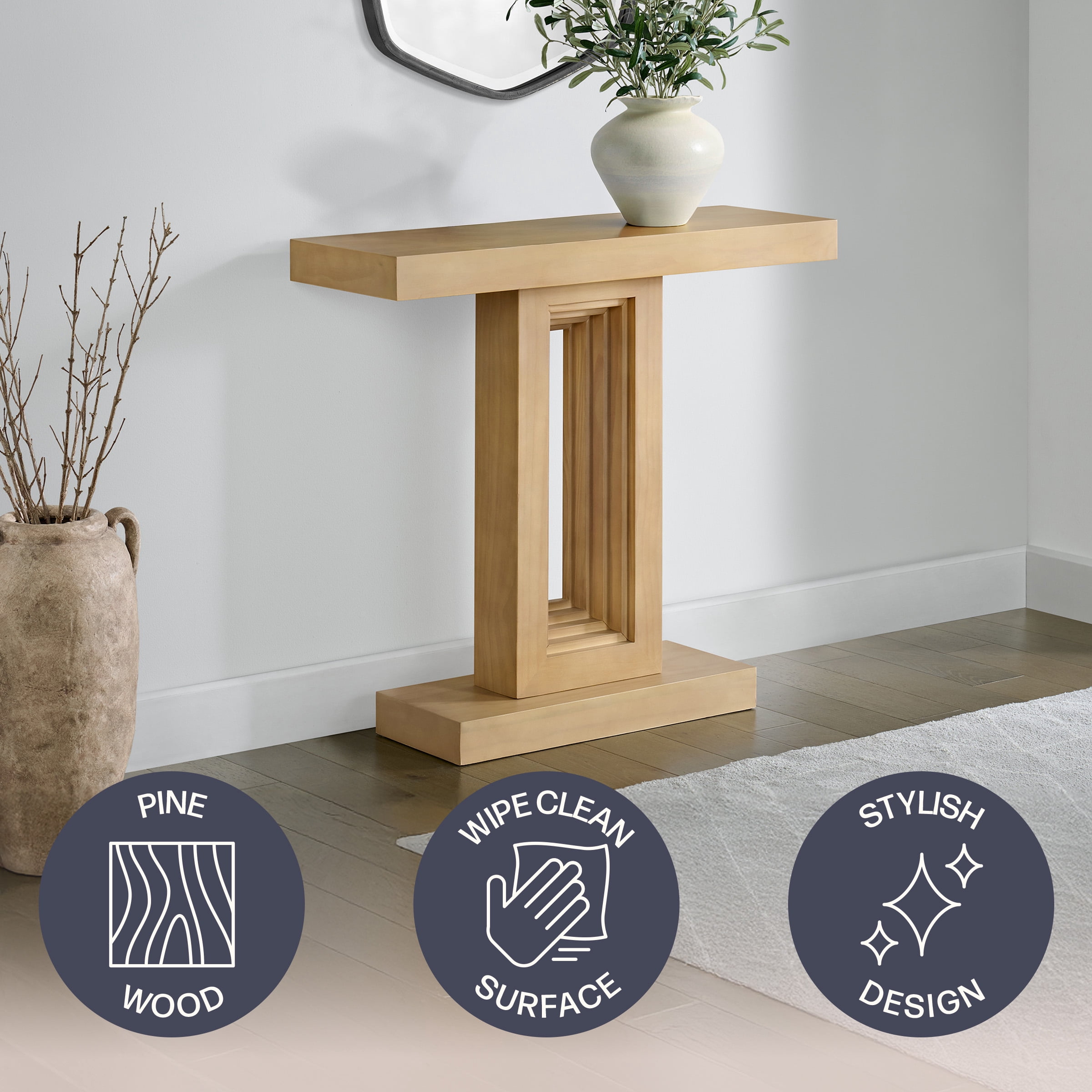 Alaterre Furniture Pismo Solid Wood Console Table - 36 Inch Modern Small Entryway Table (Light Oak)